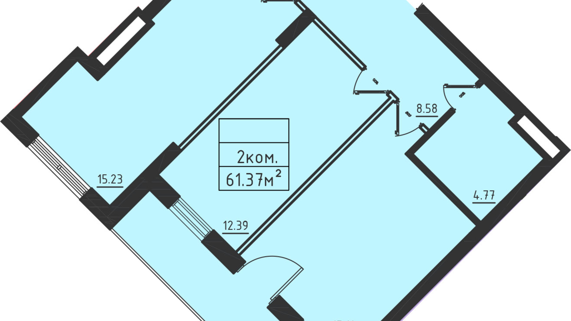 Планировка 1-комнатной квартиры в ЖК Avinion 60.9 м², фото 411090