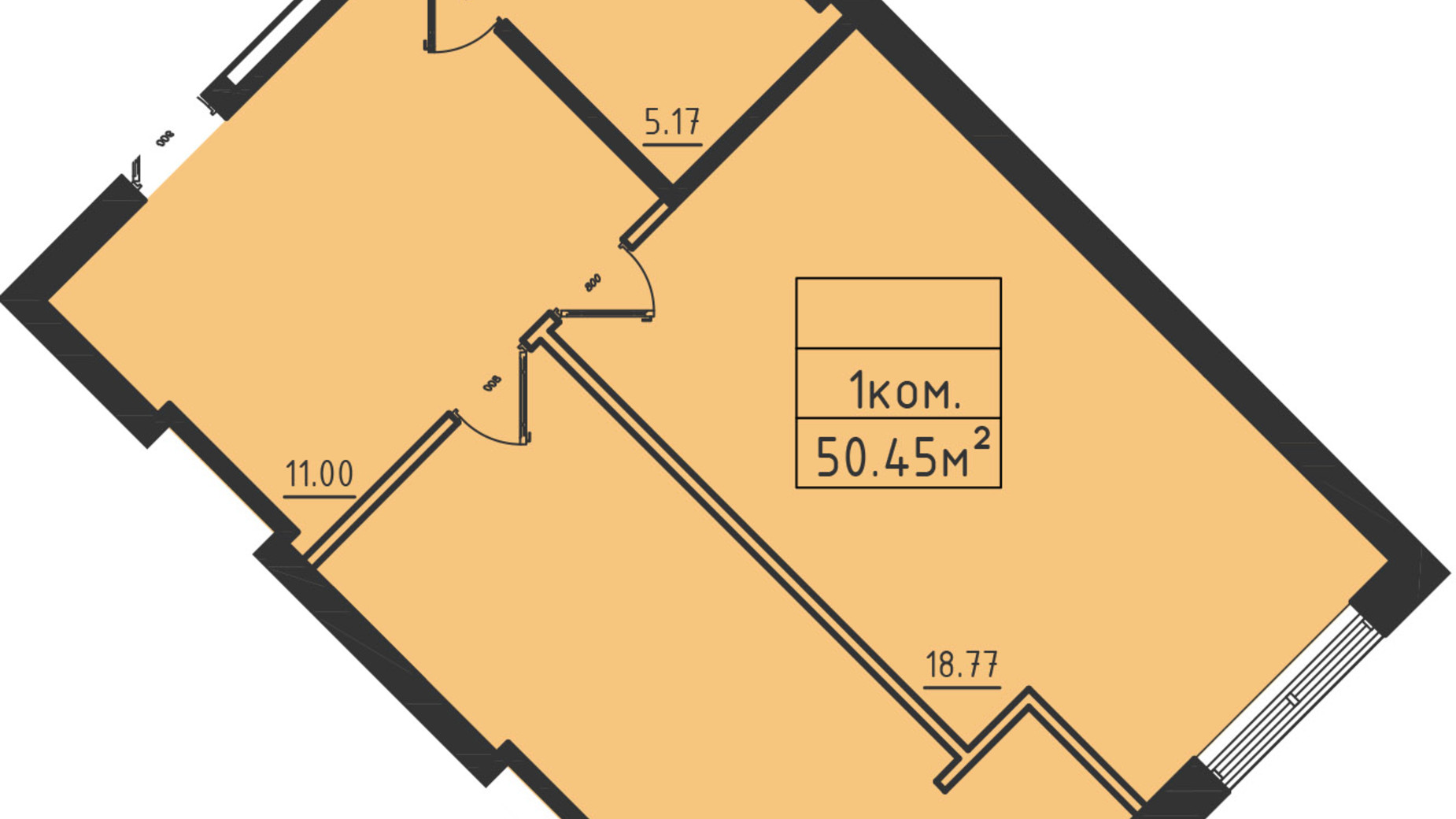 Планировка 1-комнатной квартиры в ЖК Avinion 50.1 м², фото 411107