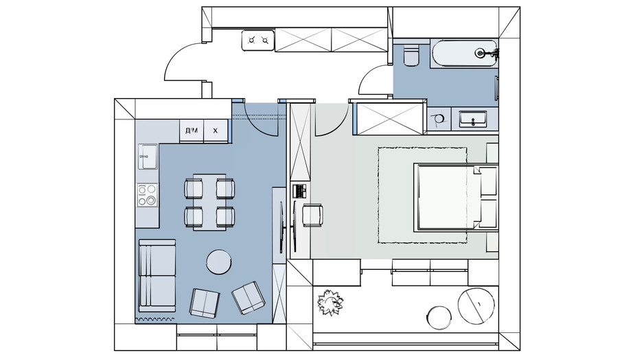 Планировка 1-комнатной квартиры в ЖК Comfort House 55.5 м², фото 412540