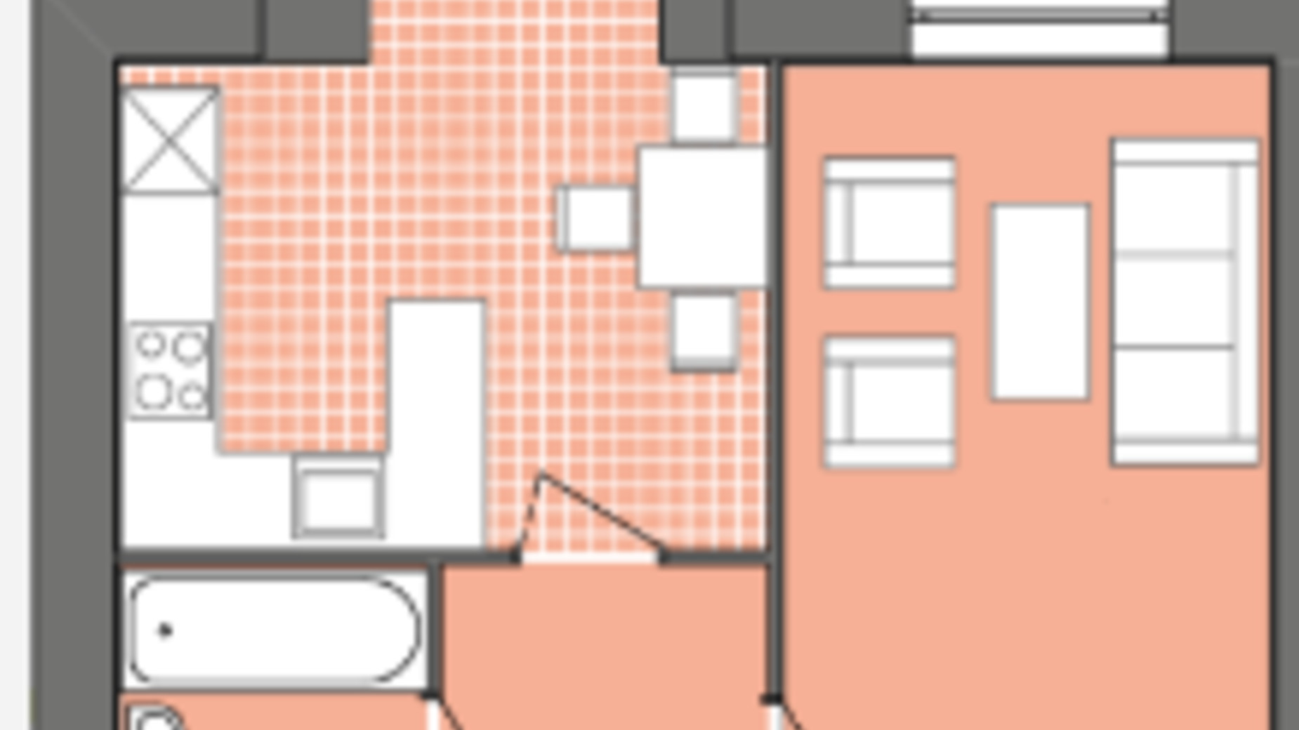 Планування 1-кімнатної квартири в ЖК Містечко Центральне 38.5 м², фото 412566