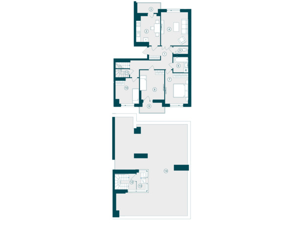 ЖК Skyfall: планування 4-кімнатної квартири 127.66 м²