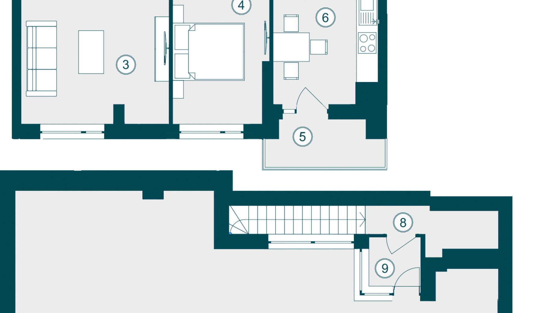 Планування 2-кімнатної квартири в ЖК Skyfall 80.21 м², фото 413145