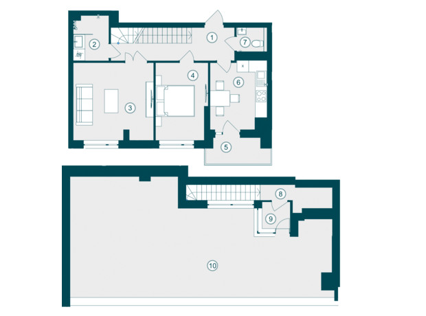 ЖК Skyfall: планировка 2-комнатной квартиры 80.21 м²