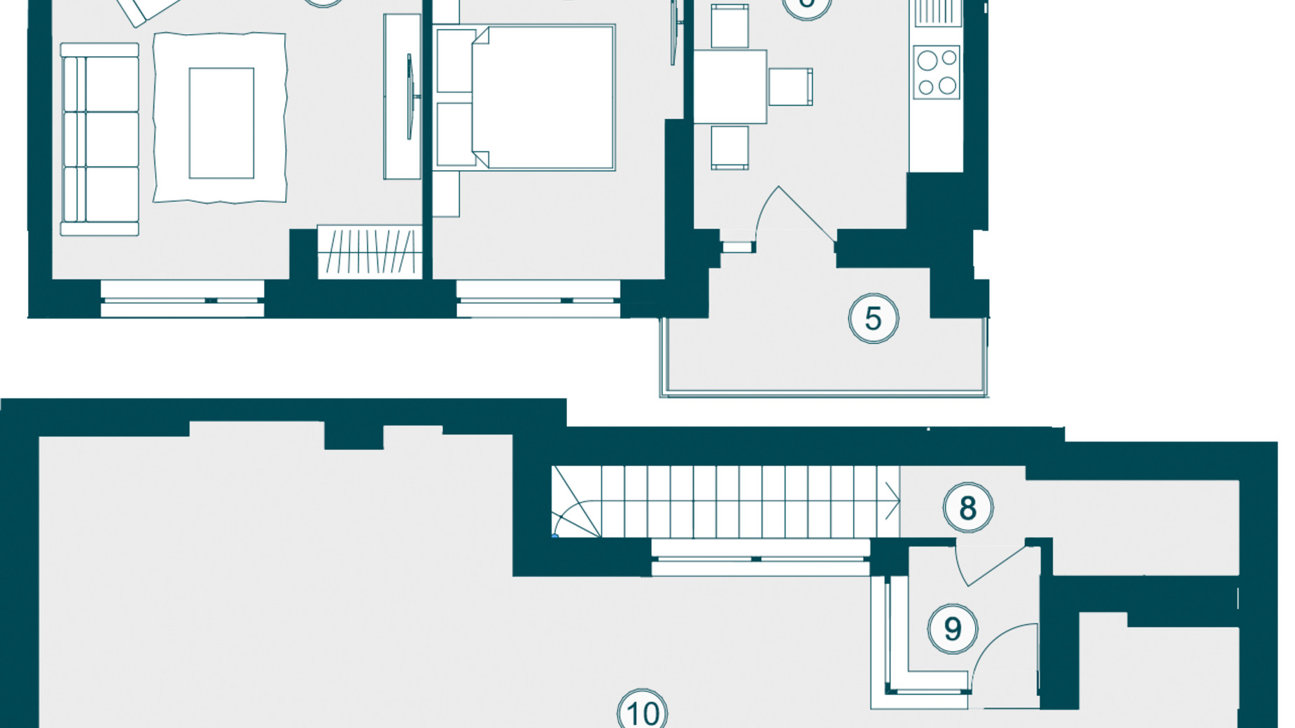 Планування 2-кімнатної квартири в ЖК Skyfall 80.17 м², фото 413146