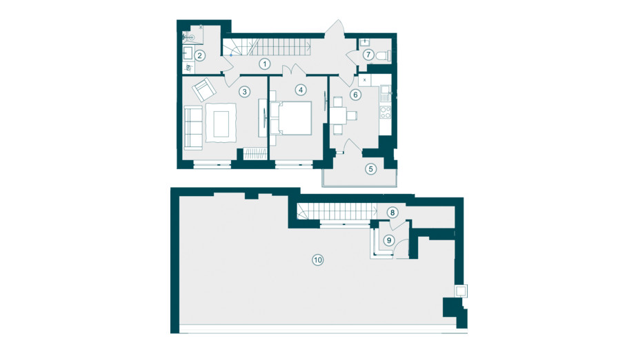 Планування 2-кімнатної квартири в ЖК Skyfall 80.17 м², фото 413146