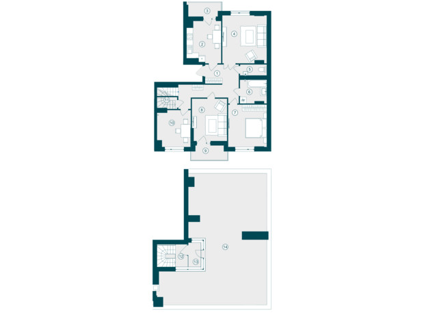 ЖК Skyfall: планировка 4-комнатной квартиры 129.12 м² ЖК Skyfall: планировка 4-комнатной квартиры 129.12 м²