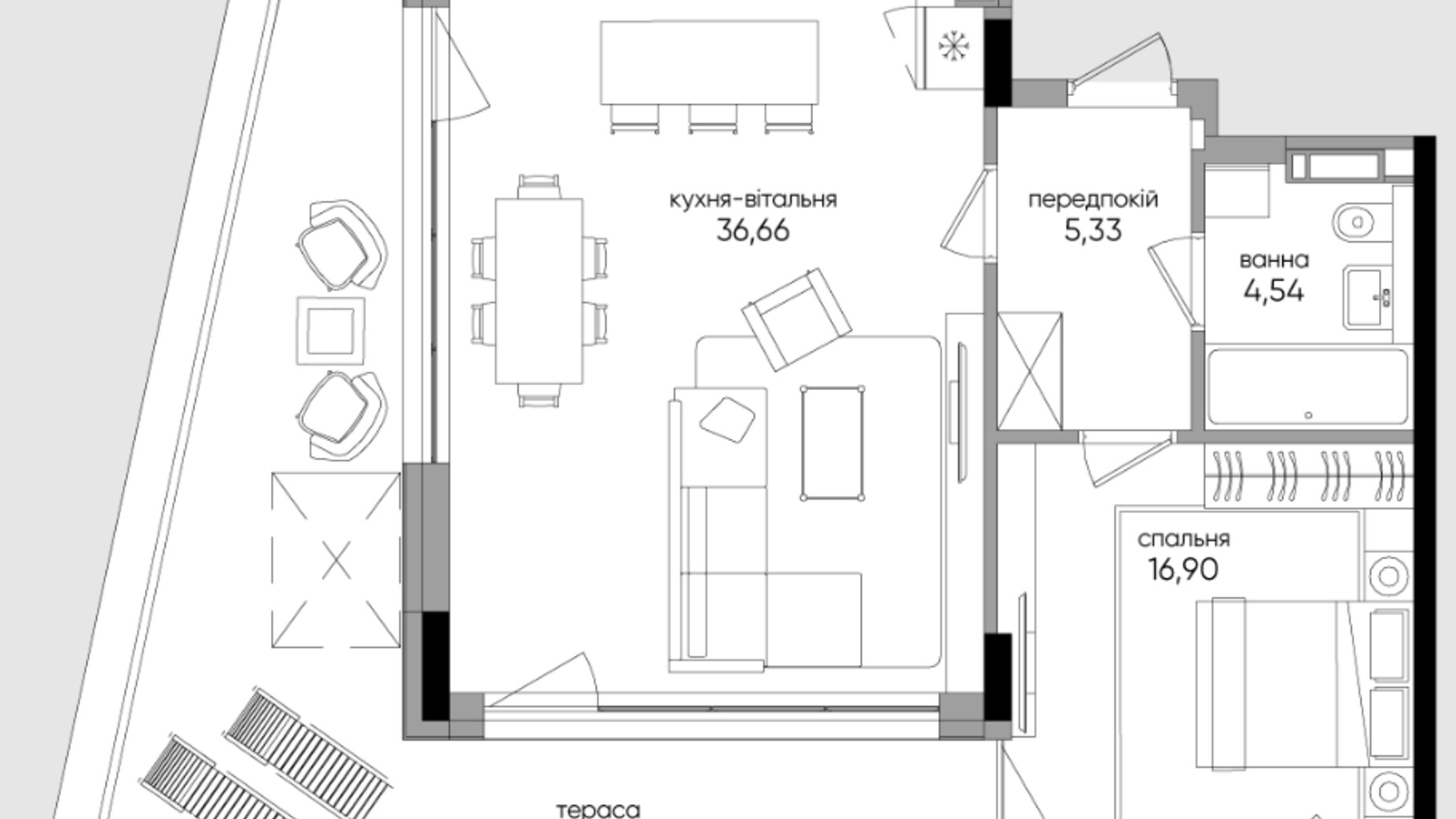 Планування 1-кімнатної квартири в ЖК Park Lake City Vita 71.83 м², фото 413252