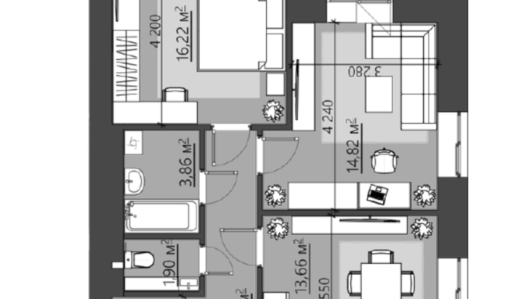 Планировка 2-комнатной квартиры в ЖК Family City 64.9 м², фото 413985