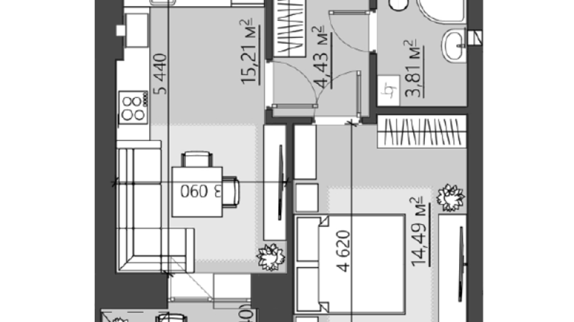 Планировка 1-комнатной квартиры в ЖК Family City 42.34 м², фото 413987