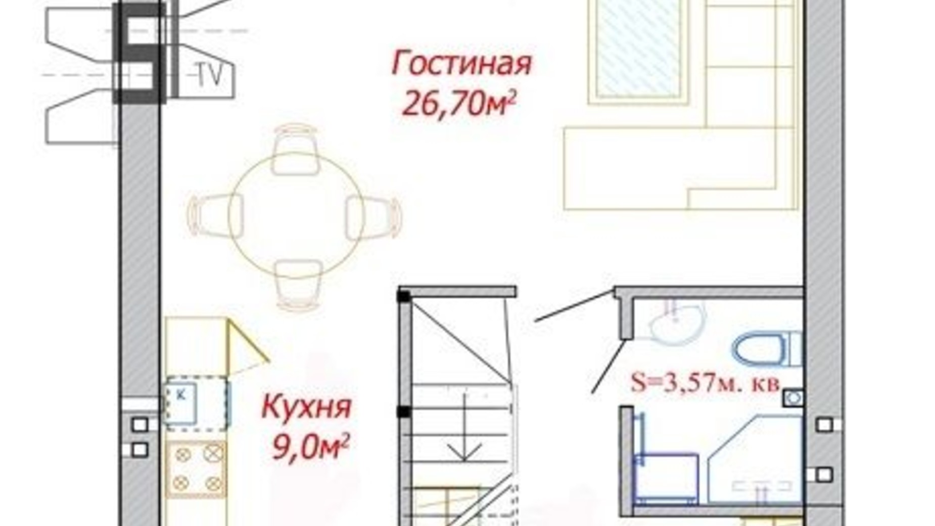 Планировка таунхауса в Танхаус Новая Конча-Заспа 132 м², фото 414072