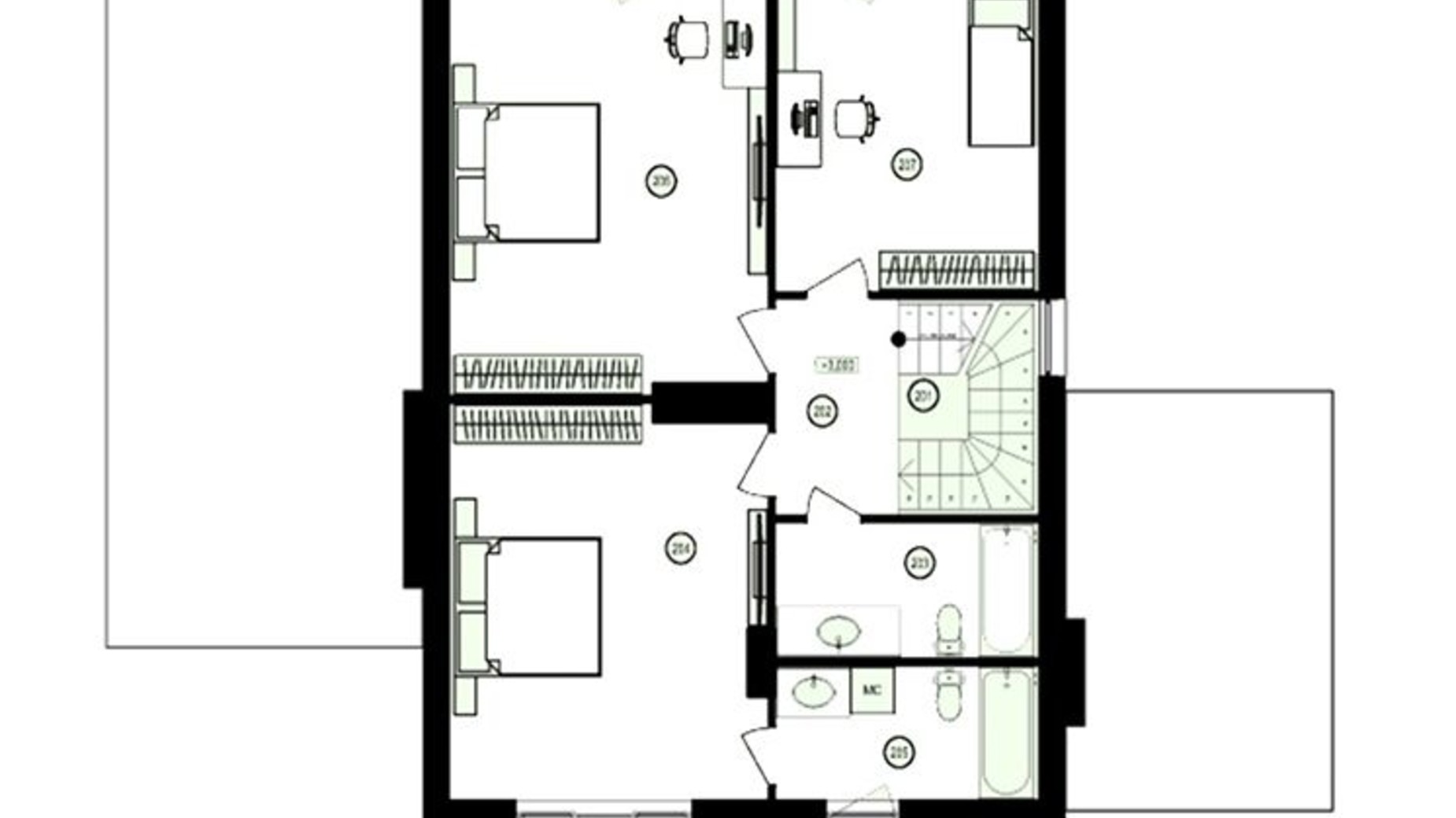 Планировка коттеджа в КГ Villaggo 155.7 м², фото 414173