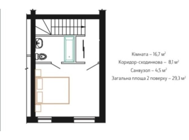 Таунхаус Dream House: планировка 1-комнатной квартиры 58.9 м²