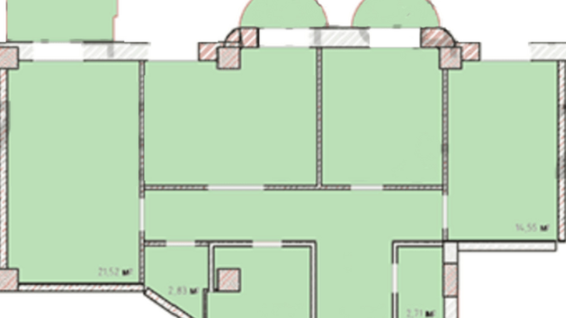 Планировка свободная планировка квартиры в ЖК Наследие Дерибаса 100 м², фото 414374