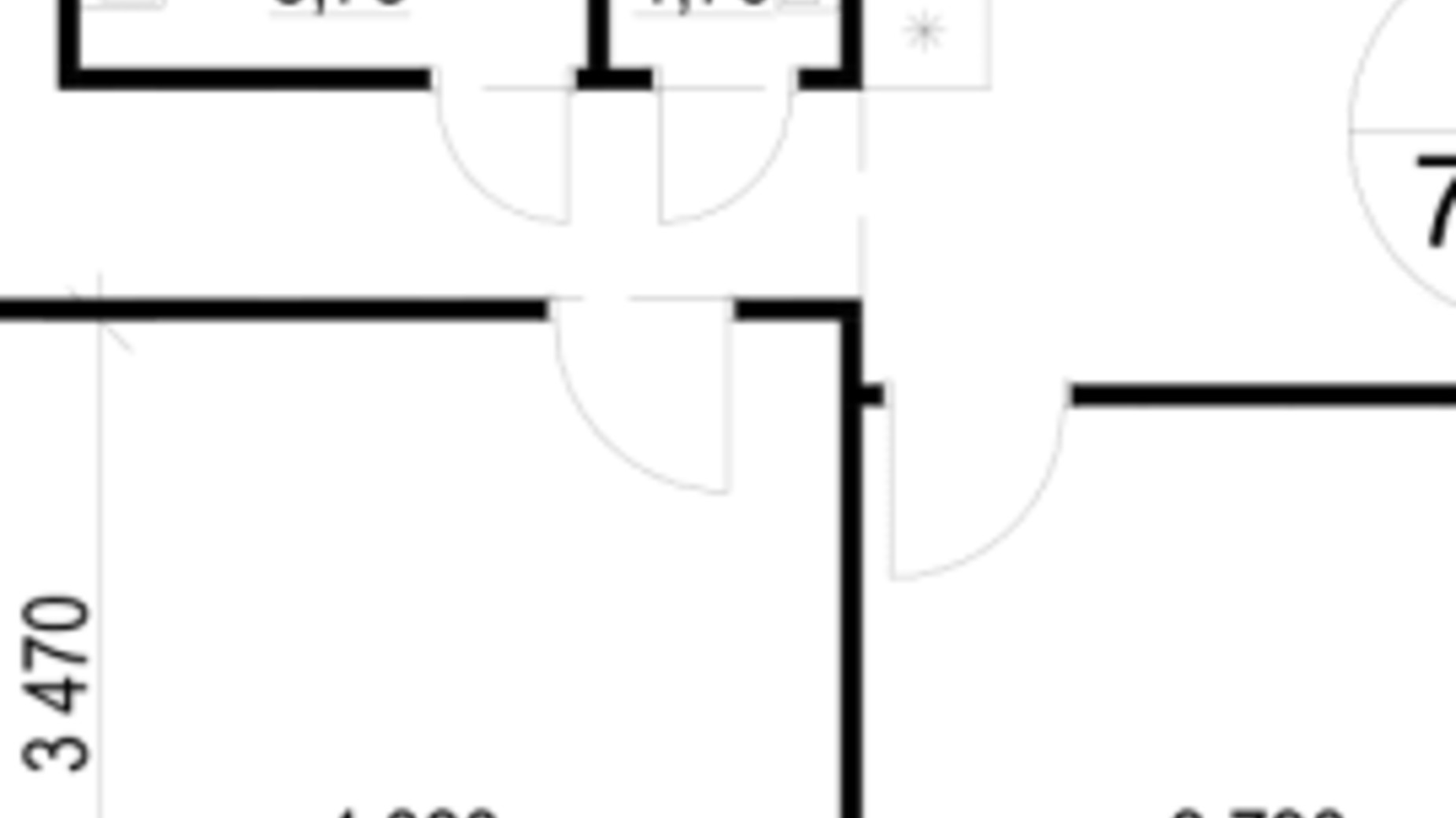 Планировка 3-комнатной квартиры в ЖК Гринвуд-3 76.5 м², фото 414878