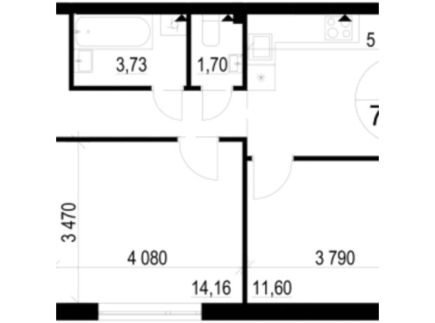 ЖК Гринвуд-3: планировка 3-комнатной квартиры 76.5 м²