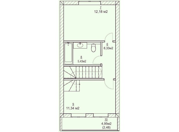 КМ Екохаус: планування 2-кімнатної квартири 70 м²