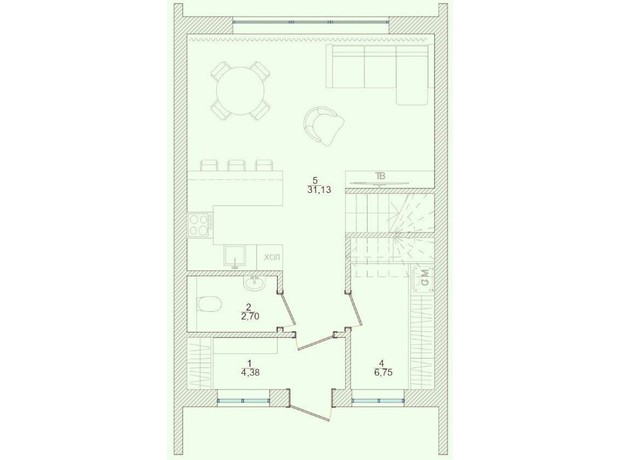 КМ Екохаус: планування 2-кімнатної квартири 90 м²