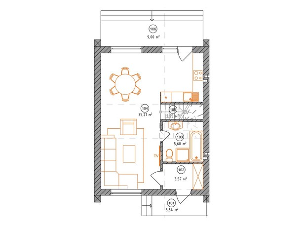 КГ Березневе: планировка 3-комнатной квартиры 100 м²