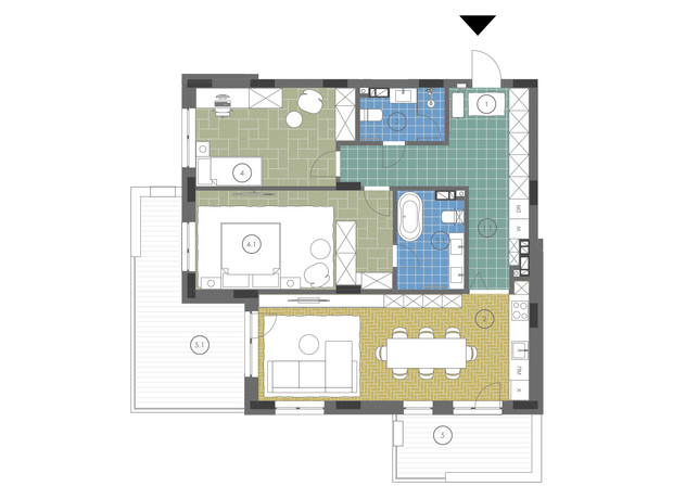 ЖК Gravity Park: планировка 2-комнатной квартиры 90.88 м²