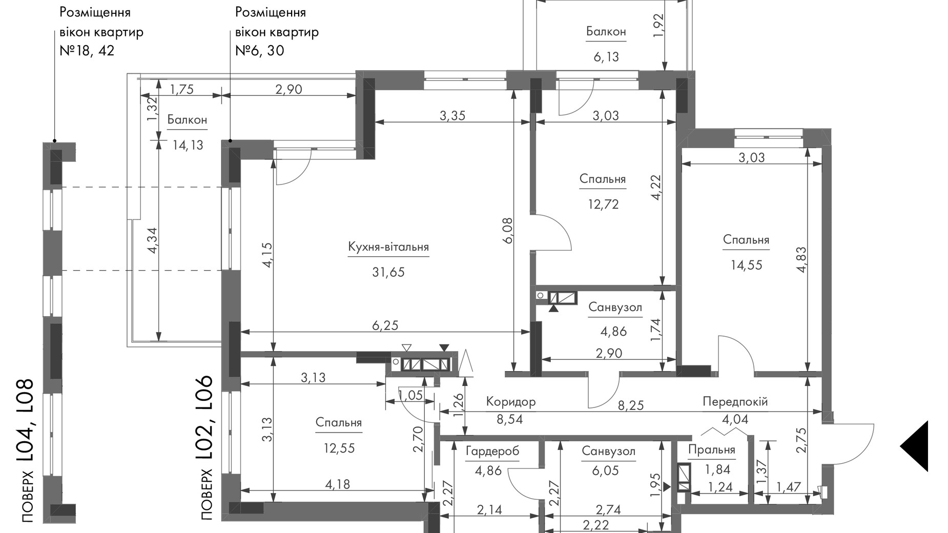 Планування апартаментів в ЖК Gravity Park 107.74 м², фото 416620