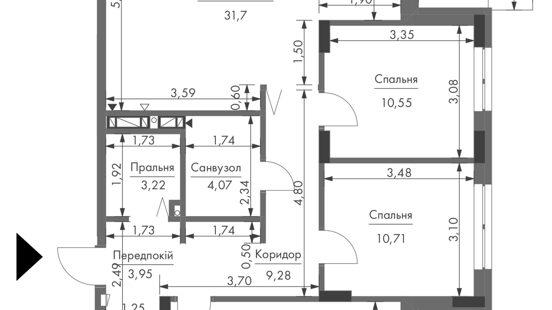 Планування апартаментів в ЖК Gravity Park 104.01 м², фото 416621