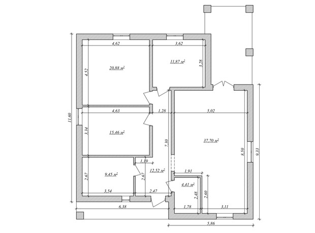 КГ Лесной Масив: планировка 3-комнатной квартиры 115 м²
