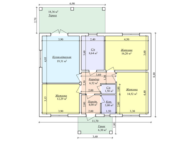 КМ Лісовий Масив: планування 3-кімнатної квартири 96 м²