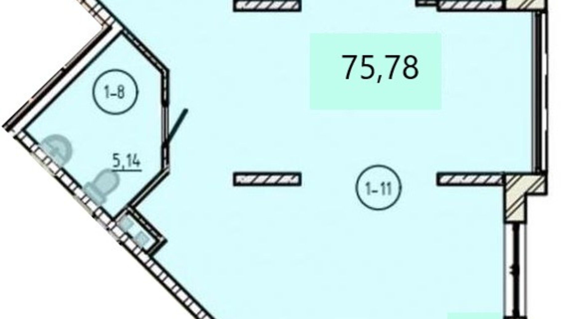 Планировка помещения в ЖК SunCity 75.78 м², фото 419120