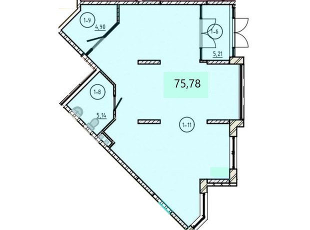 ЖК SunCity: планировка помощения 75.78 м²