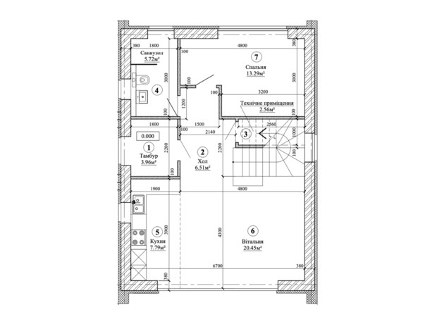 КГ Fill House: планировка 4-комнатной квартиры 118.3 м²