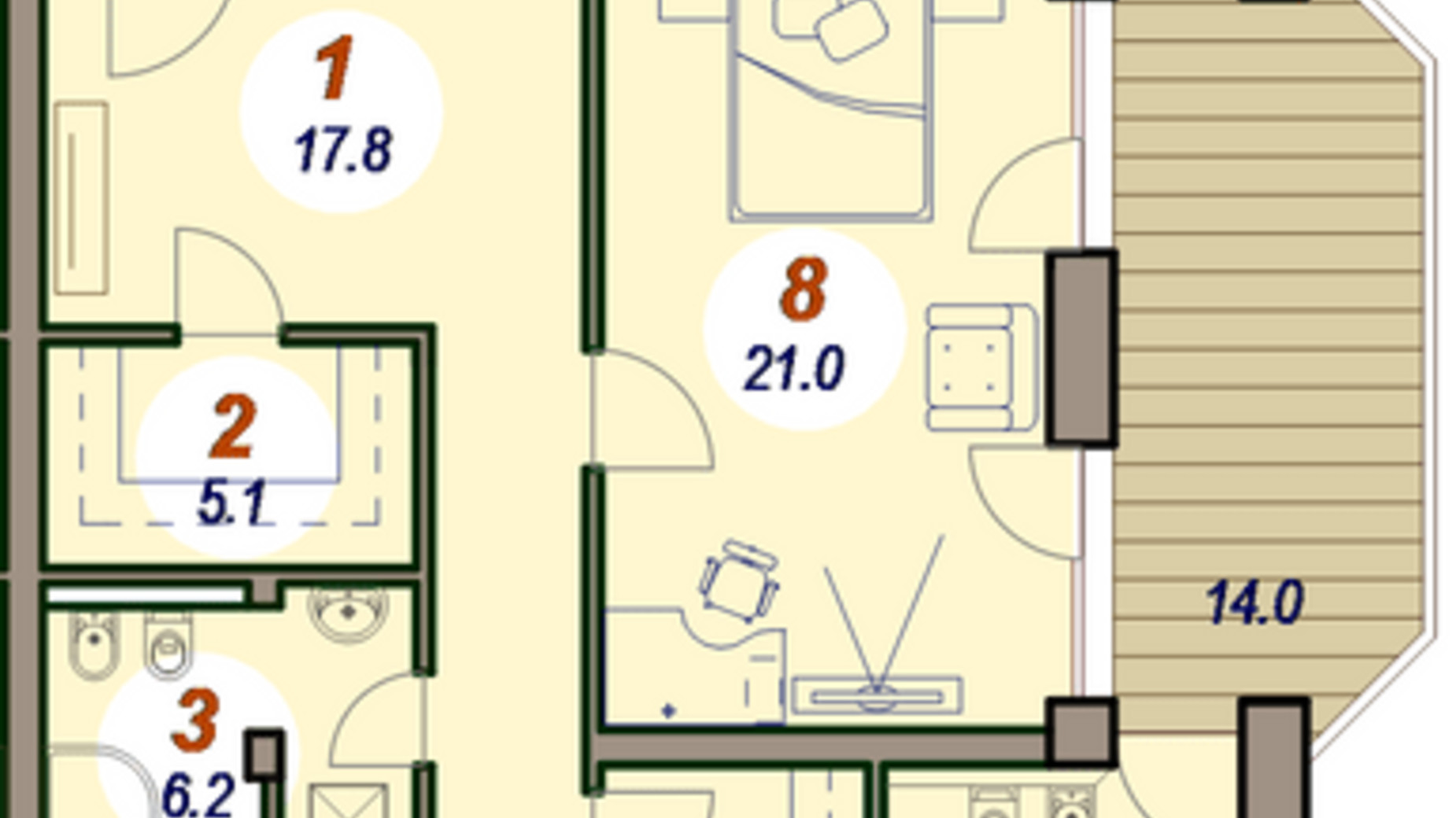 Планировка 4-комнатной квартиры в ЖК ул. Мичурина, 19б 170 м², фото 419382