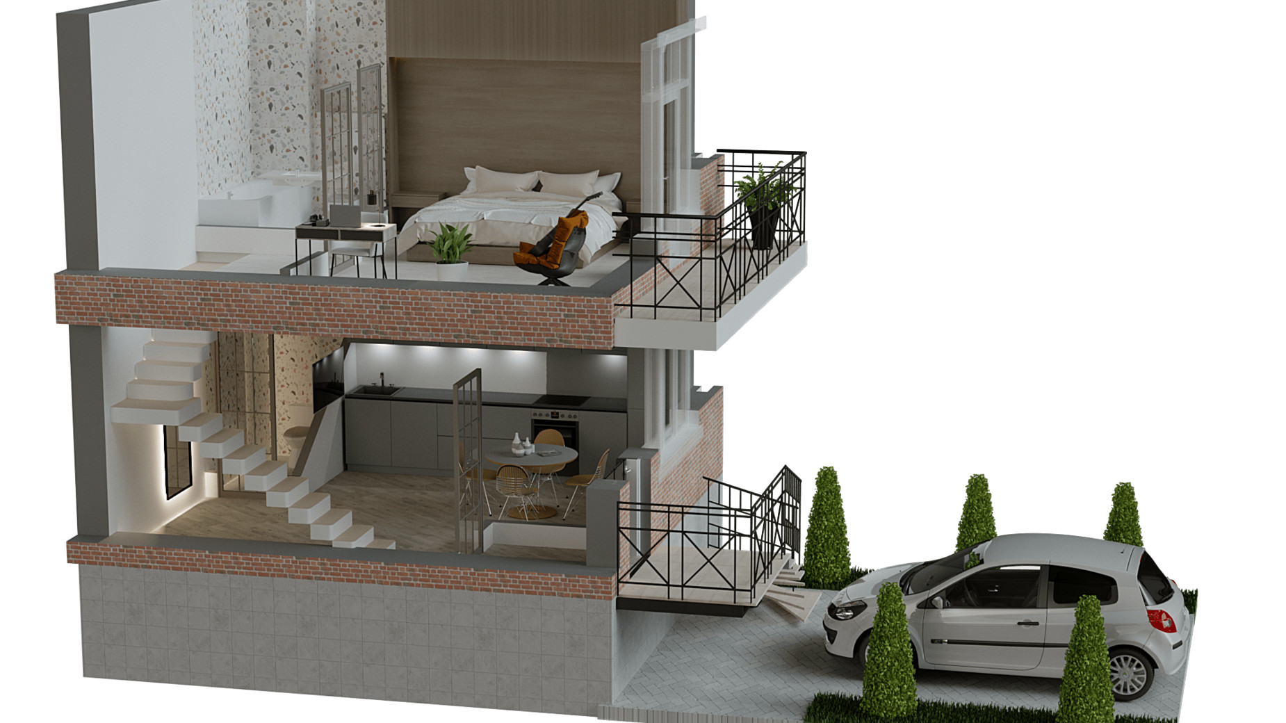 Планировка много­уровневой квартиры в ЖК Трояндовый 49 м², фото 419726