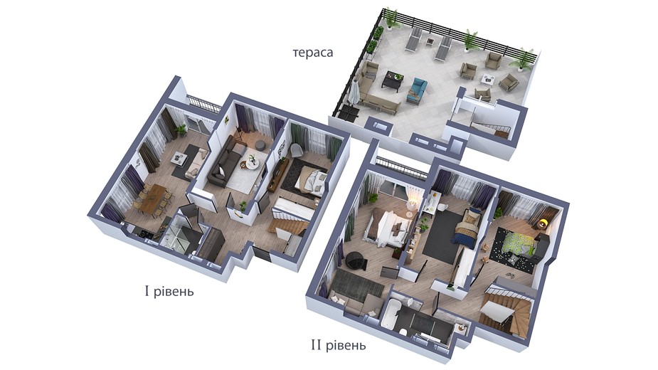 Планировка много­уровневой квартиры в ЖК Greenville на Печерске 192.9 м², фото 420964