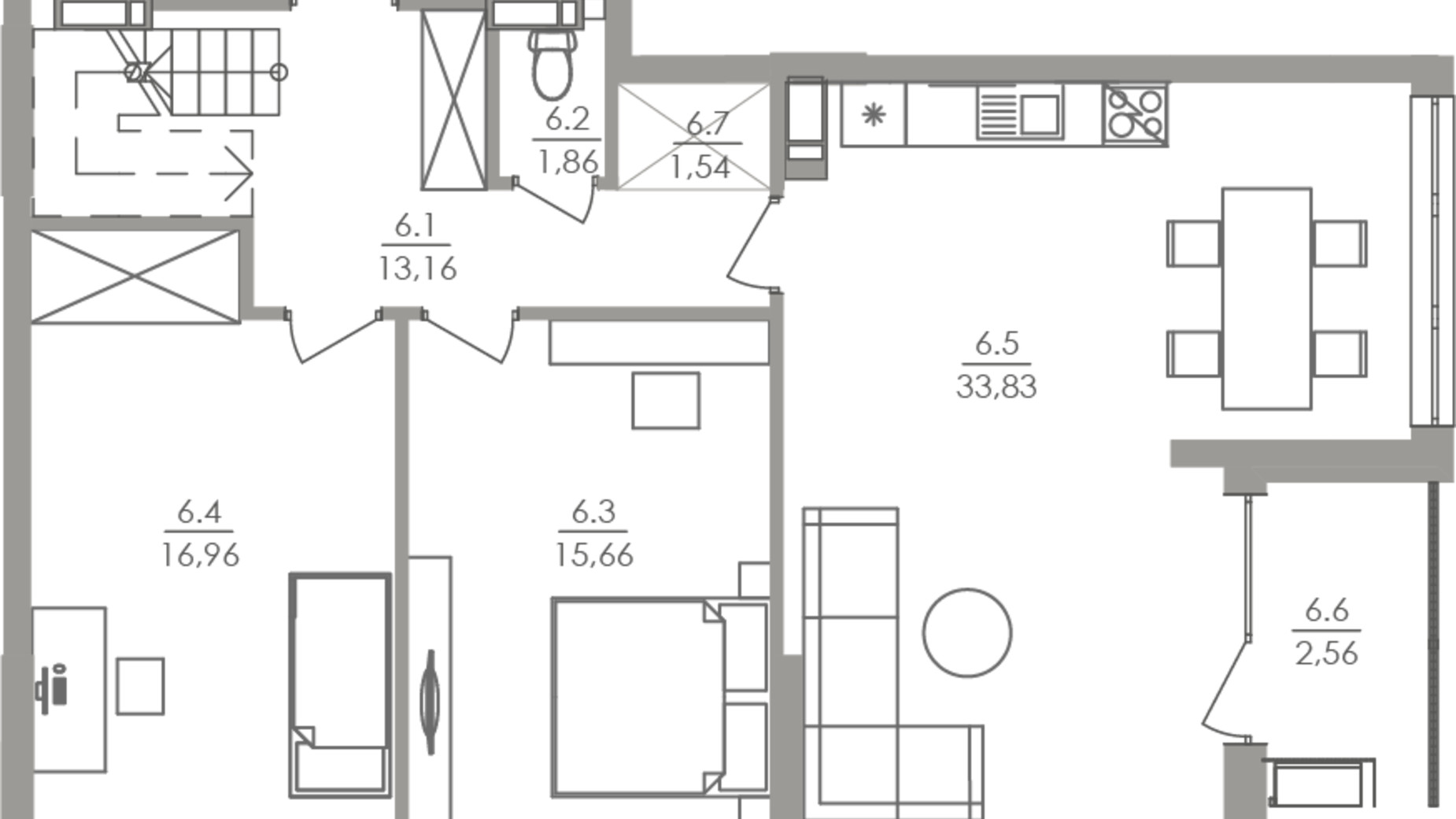 Планування багато­рівневої квартири в ЖК Greenville на Печерську 103.9 м², фото 420974