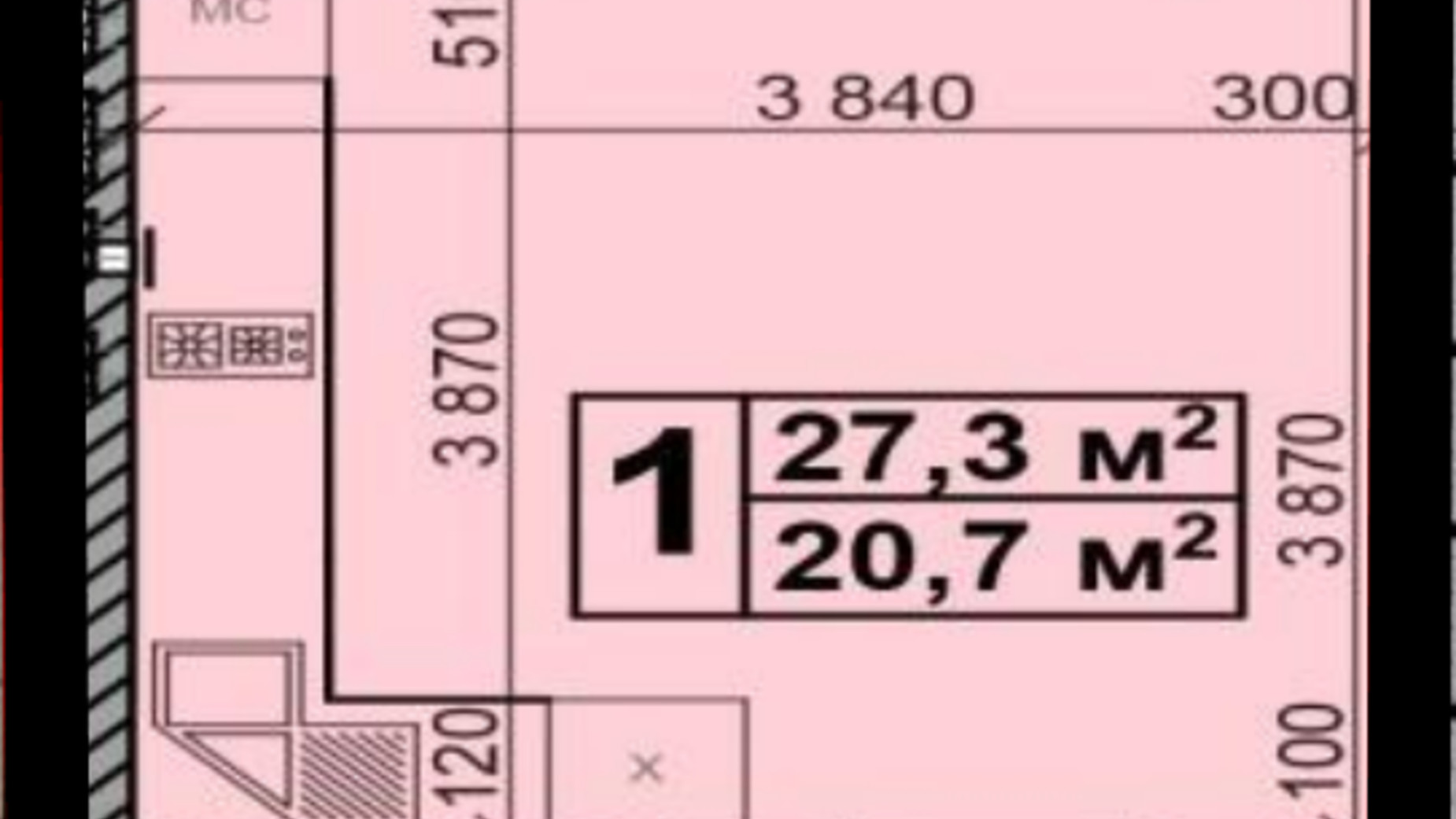 Планировка квартиры студии в ЖК Новая Конча-Заспа 27.3 м², фото 421762