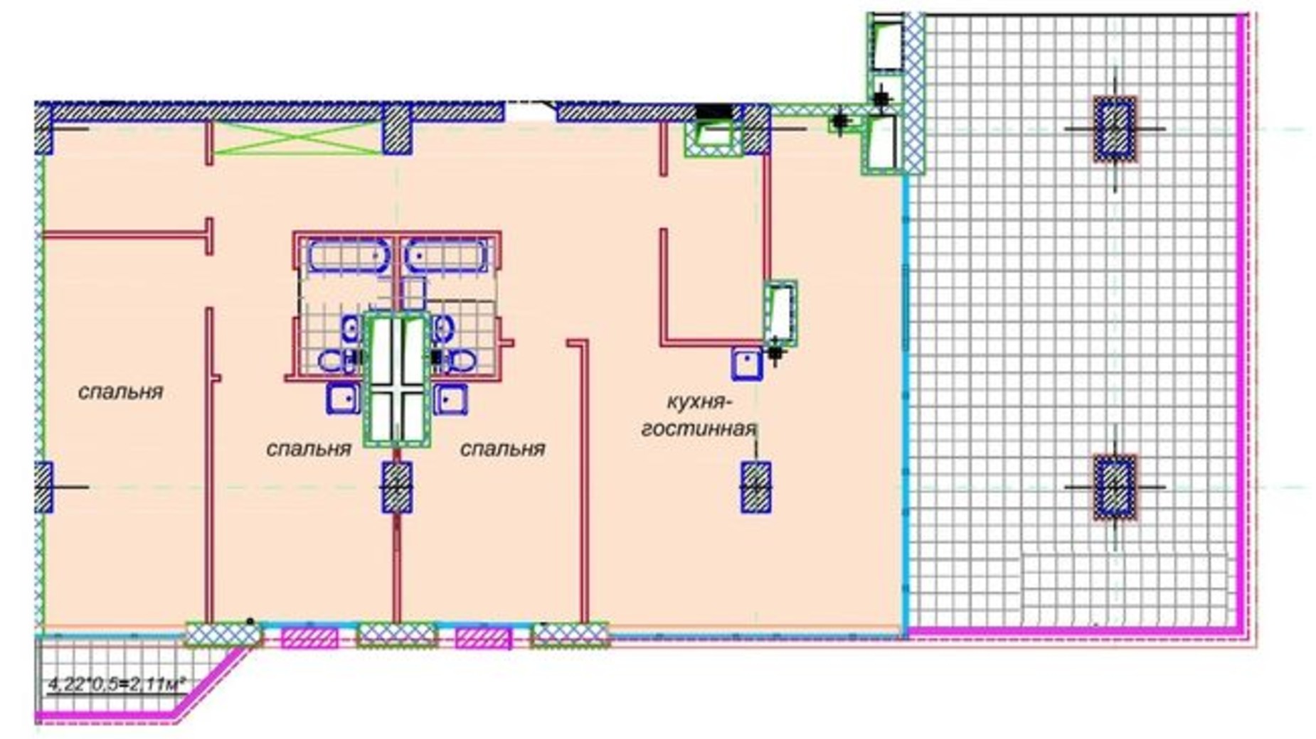 Планування вільне планування квартири в ЖК Миронова 191.44 м², фото 421821