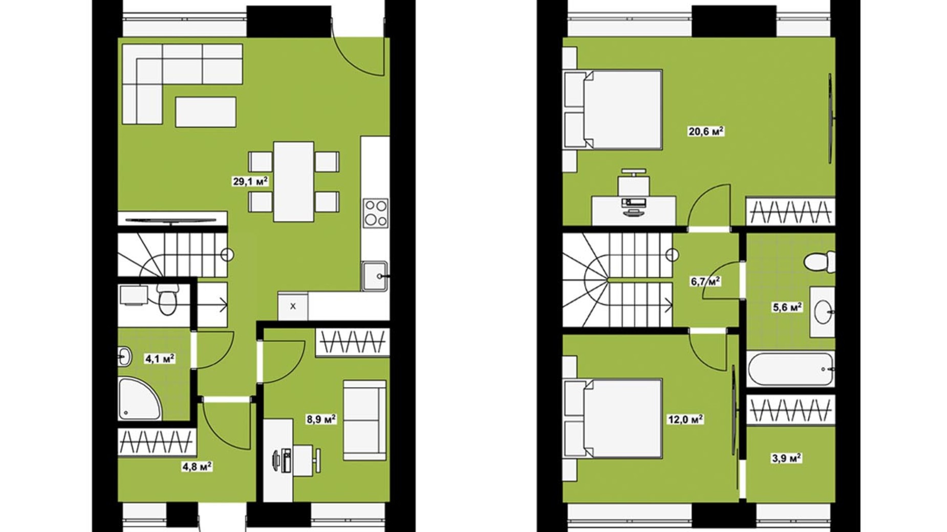 Планування таунхауса в Таунхаус FreeDOM's 95 м², фото 421883