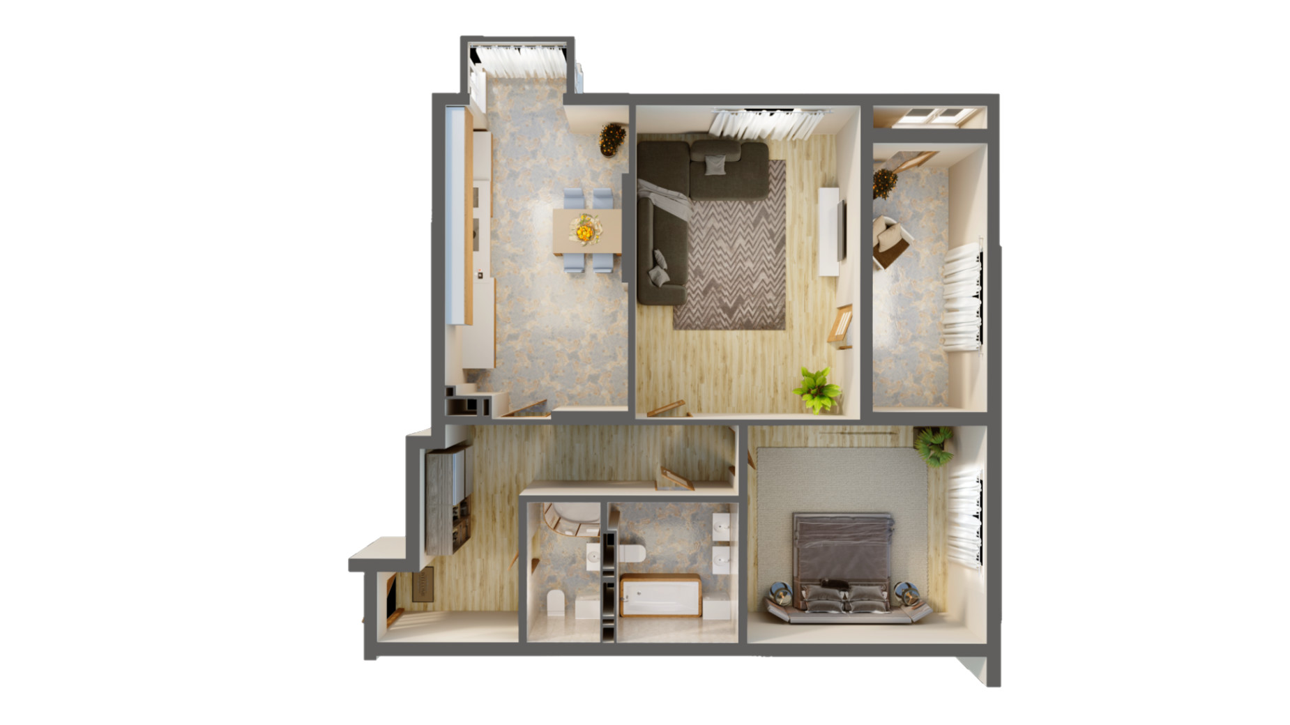 Планировка 2-комнатной квартиры в ЖК Greenville Park 98.5 м², фото 422233