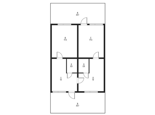 Таунхаус Белгород: планировка 1-комнатной квартиры 68.8 м²