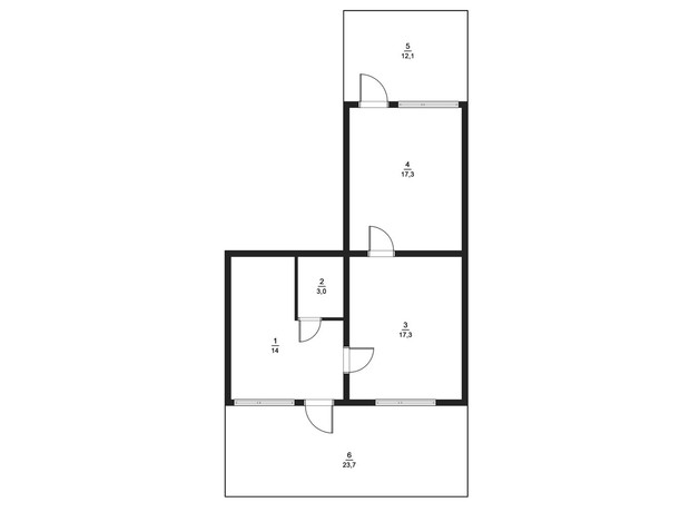 Таунхаус Белгород: планировка 1-комнатной квартиры 51.8 м²