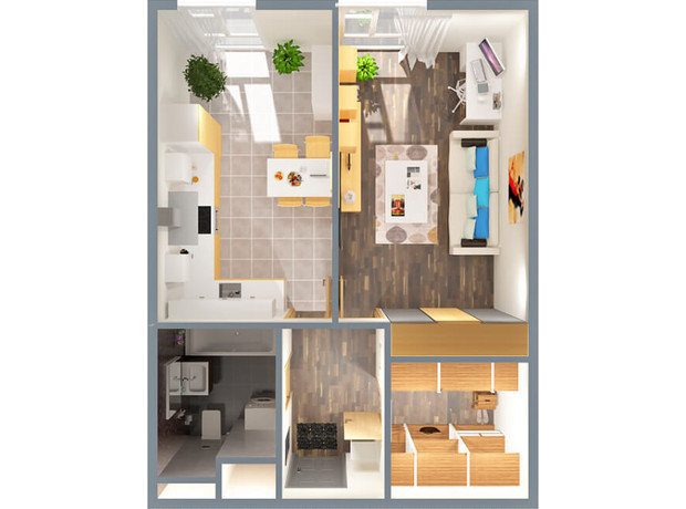 ЖК iHome: планування 1-кімнатної квартири 43 м²