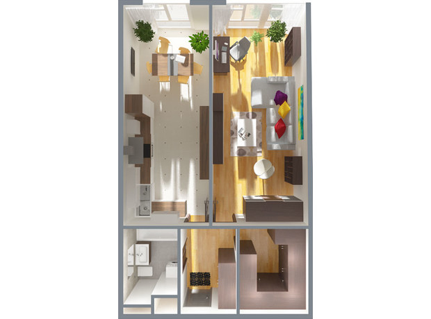 ЖК iHome: планування 1-кімнатної квартири 52 м²
