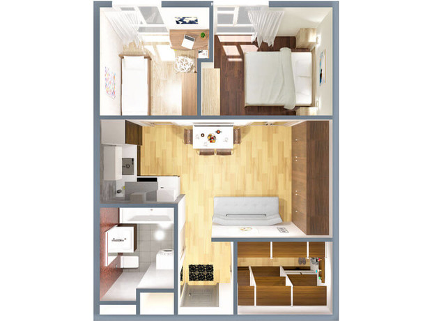 ЖК iHome: планування 2-кімнатної квартири 43 м²