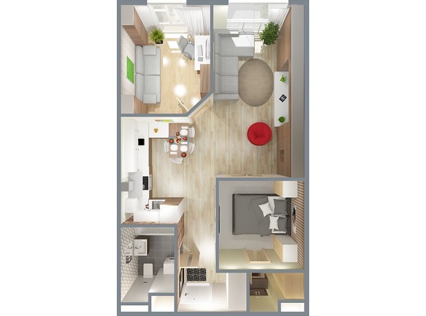 ЖК iHome: планування 2-кімнатної квартири 54 м²
