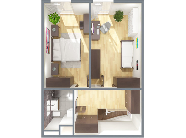 ЖК iHome: планировка 3-комнатной квартиры 86.5 м²
