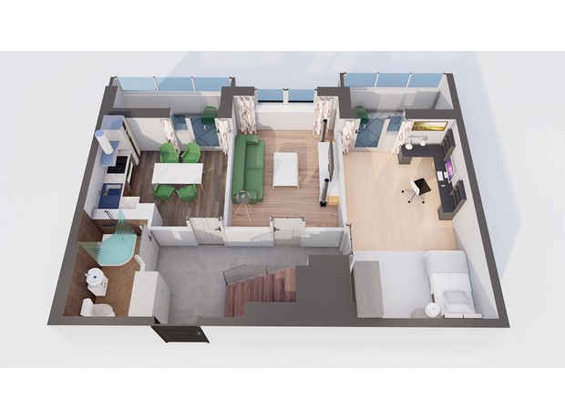 ЖК Orange Park: планування 2-кімнатної квартири 90.36 м²