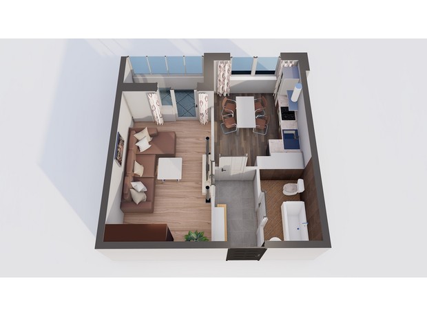 ЖК Orange Park: планування 1-кімнатної квартири 34.62 м²