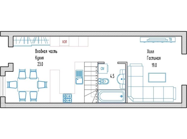 Таунхаус Clever: планування 3-кімнатної квартири 130 м²
