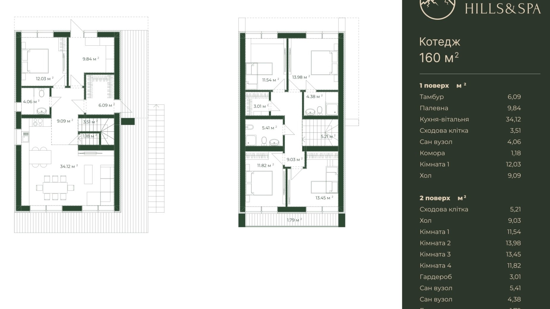 Планировка коттеджа в КГ Polyanytsya Hills&Spa 160 м², фото 424911