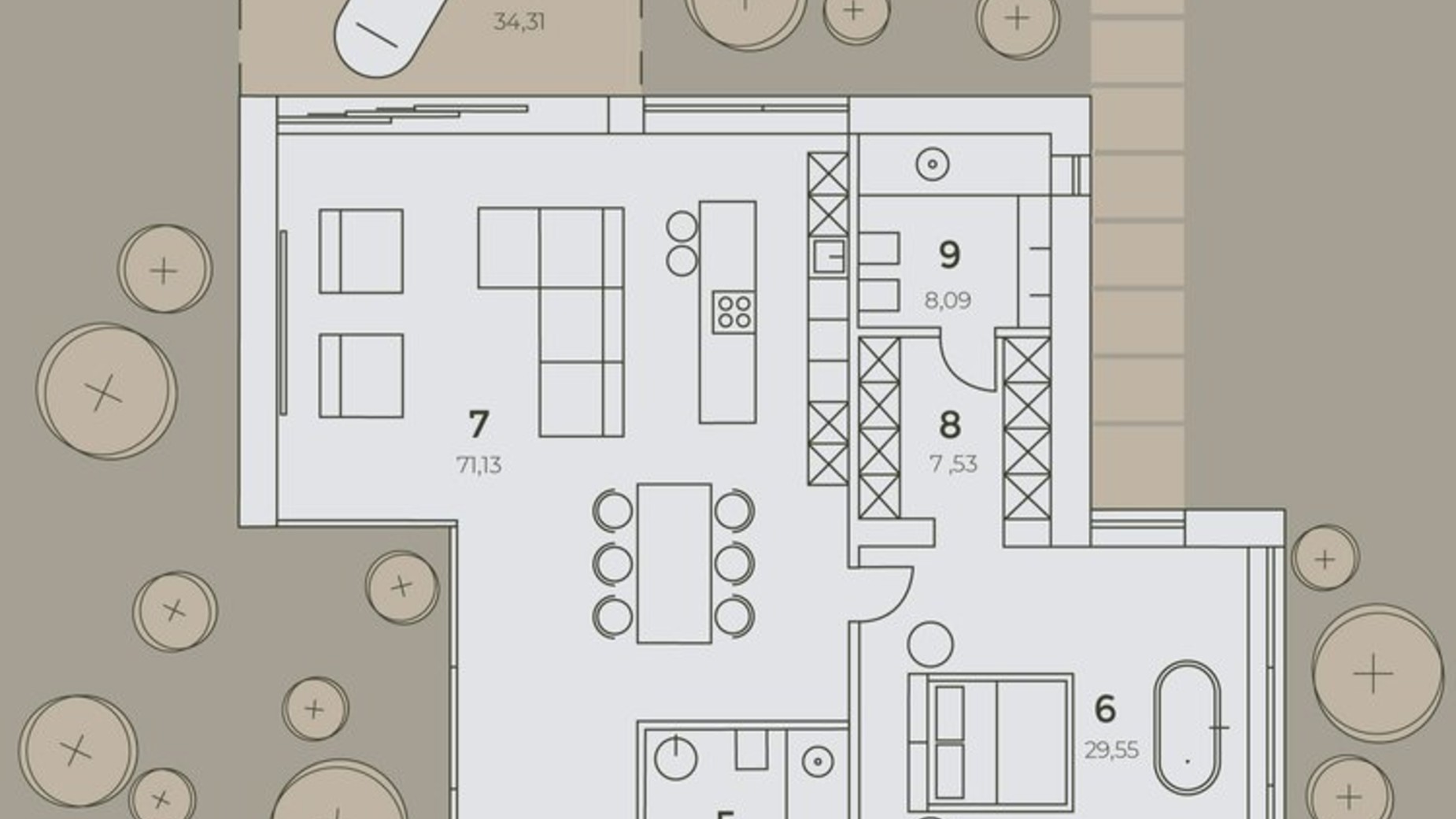 Планировка коттеджа в КГ ул. Песчаная, 25а, 25б 219.83 м², фото 425457